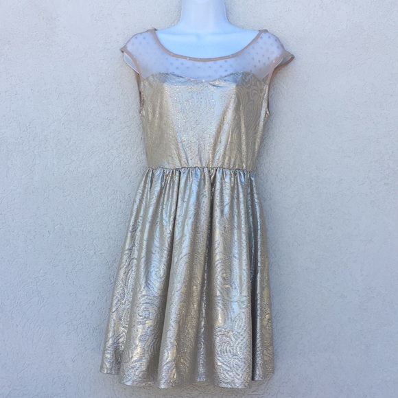 One Clothing gold metallic medium dress sparkle - Picture 1 of 7